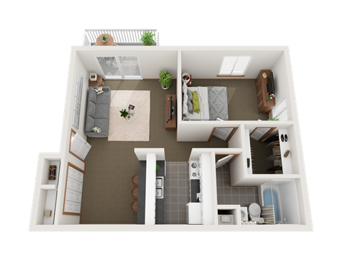 a view of the living room of a 1 bedroom apartment