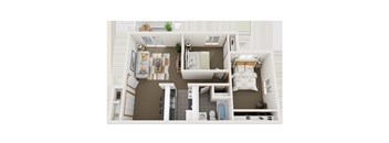 a 3d rendering of our 1 bedroom apartment at the crossings in indianapolis