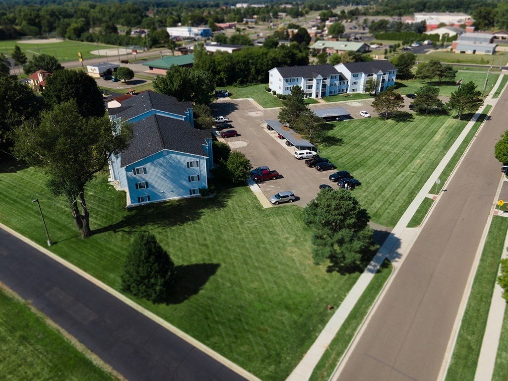 Aerial view of property at McClellan Estates Apartments, Marshall, Michigan