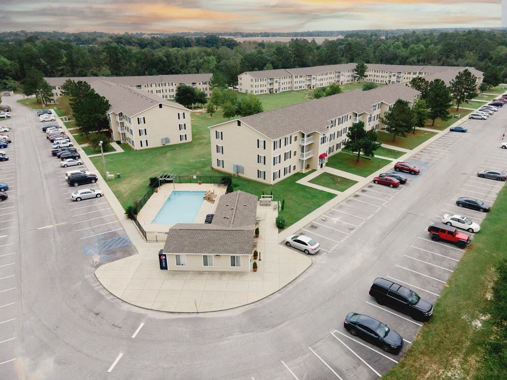 Aerial street view at Oates Estates Apartments, Dothan, Alabama