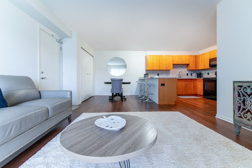 Living Room With Kitchen at Oliver Apartments, Temperance, Michigan