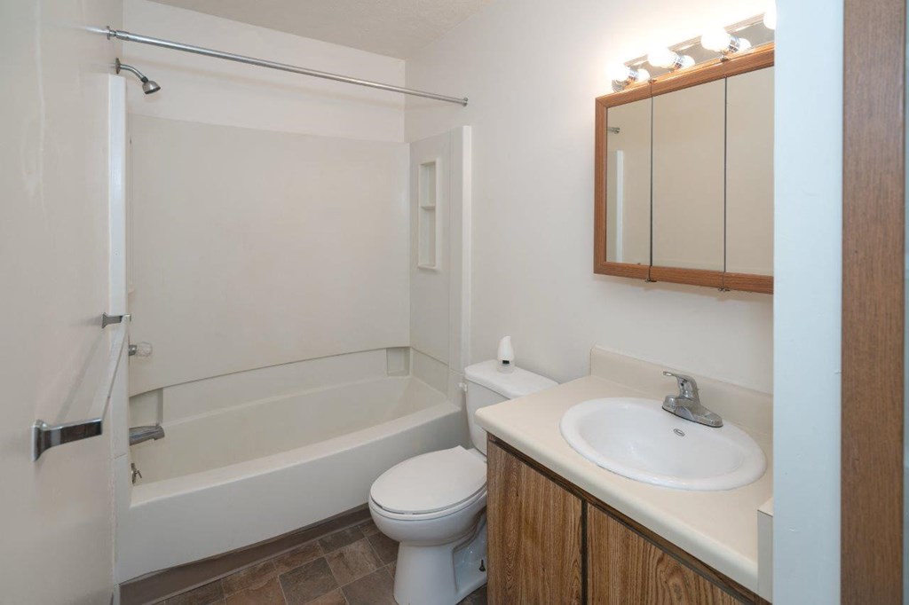 a bathroom with a sink toilet and a bath tub