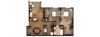 2 Bedroom Floor Plan at Carr Apartments, Sylvania, OH