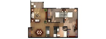 2 Bedroom Floor Plan at Fuller Apartments, Perrysburg, OH, 43551