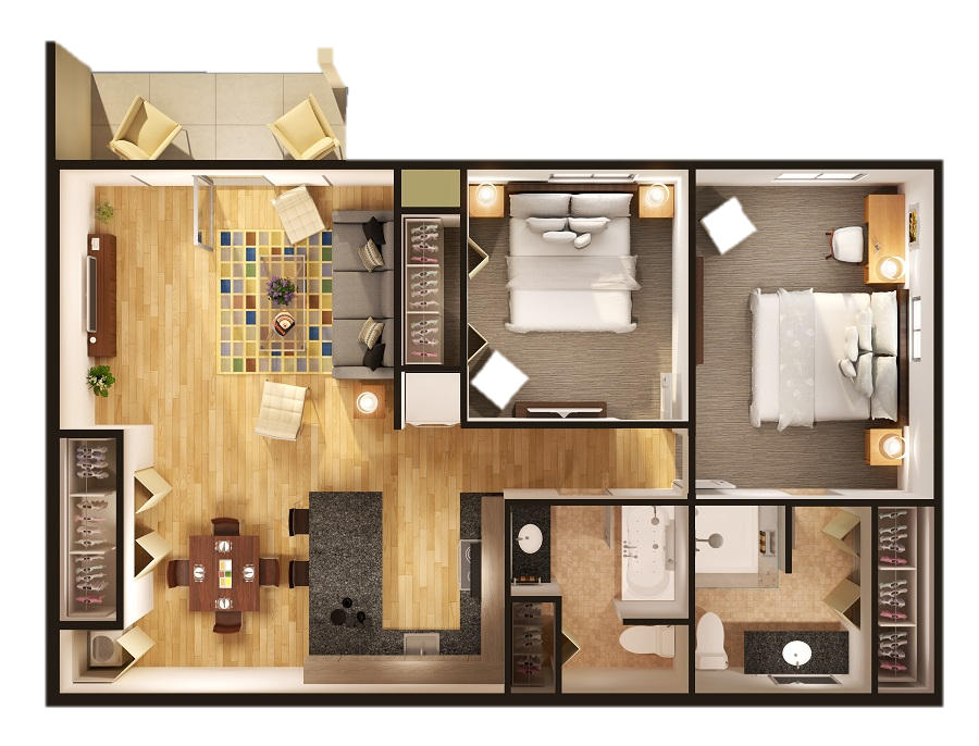 1 & 2 Bedroom Apartments in Waterville, OH | Steedman | Floor Plans