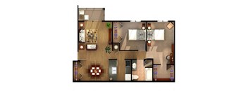 Dynamic Two Bedroom Floor Plan at Van Horne Estates Apartments, Texas, 79934