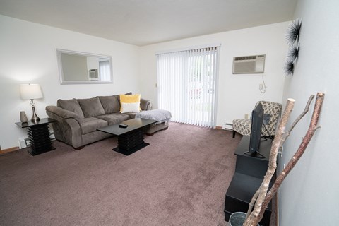 a living room with a couch and a tv