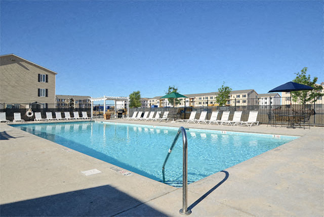 Glimmering Pool at Van Horne Estates Apartments, Texas