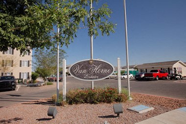 Welcome Sign at Van Horne Estates Apartments, Texas