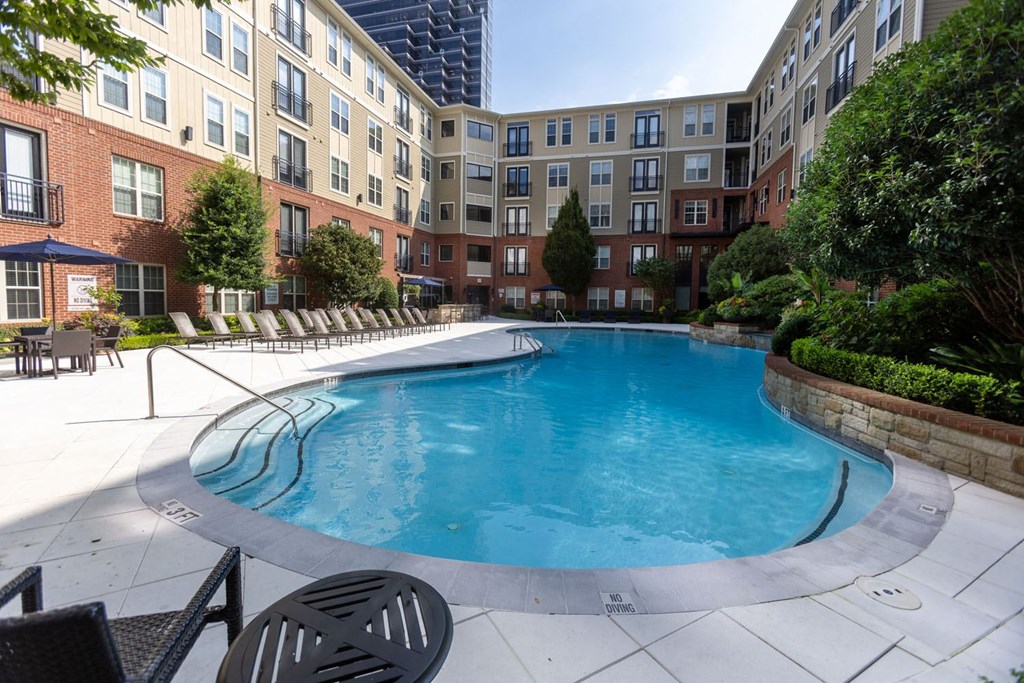 the swimming pool at the apartments for rent