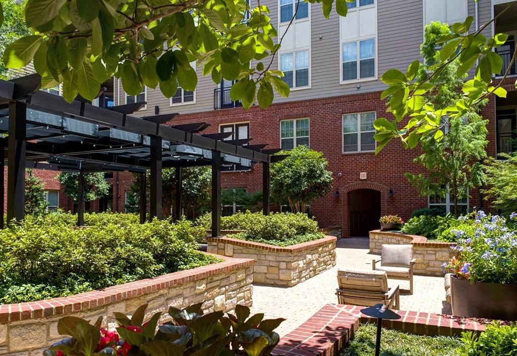 Lush garden sitting area at Riverwood, Atlanta, 30339