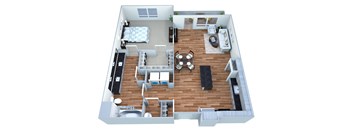 an overhead view of our two bedroom apartment at the residences at silver hill in suitland,
