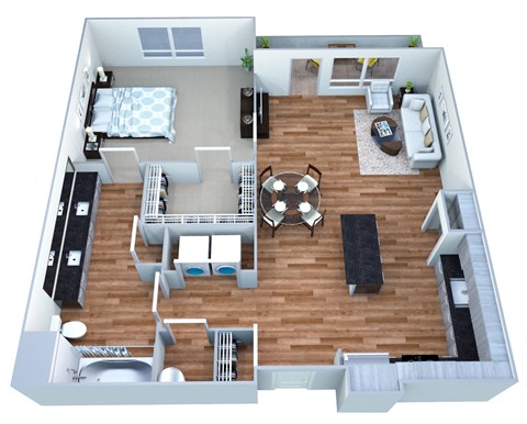 an overhead view of our two bedroom apartment at the residences at silver hill in suitland,