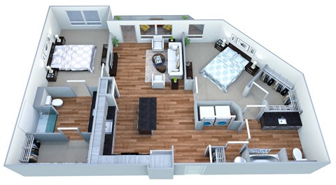 an open floor plan with a bedroom and living room, transparent png download