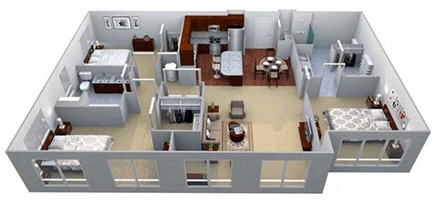 C1 Floor Plan layout at Walton Riverwood, Atlanta, GA, 30339