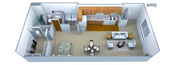 a 3d floor plan of a living room with a dining room