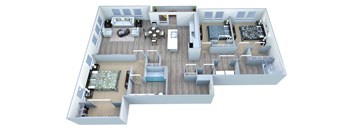 Walton Fayetteville 3 bedroom apartmentan open floor plan with two bedrooms and two bathrooms at Walton Fayetteville, Fayetteville, 30214