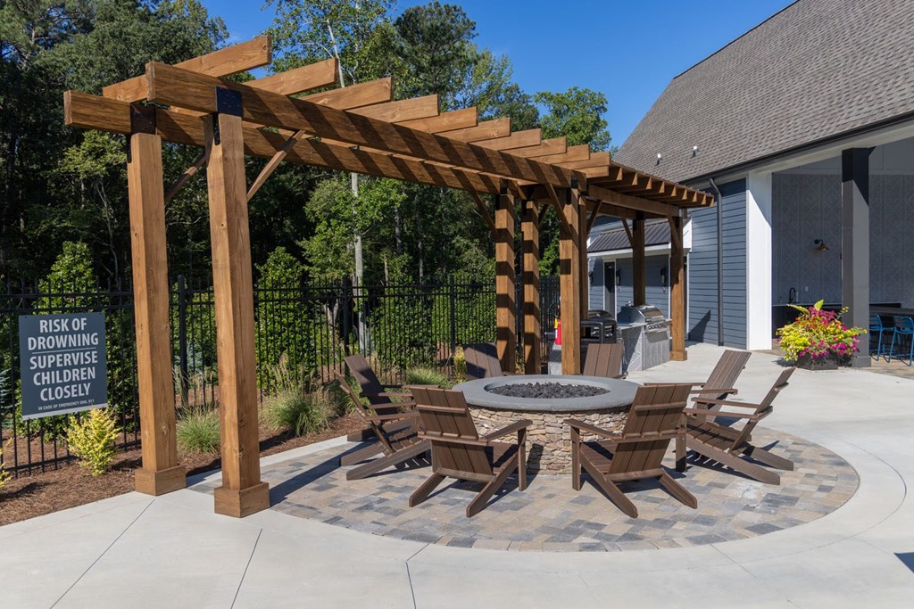 Walton Fayetteville community pool and cabana with fireplace