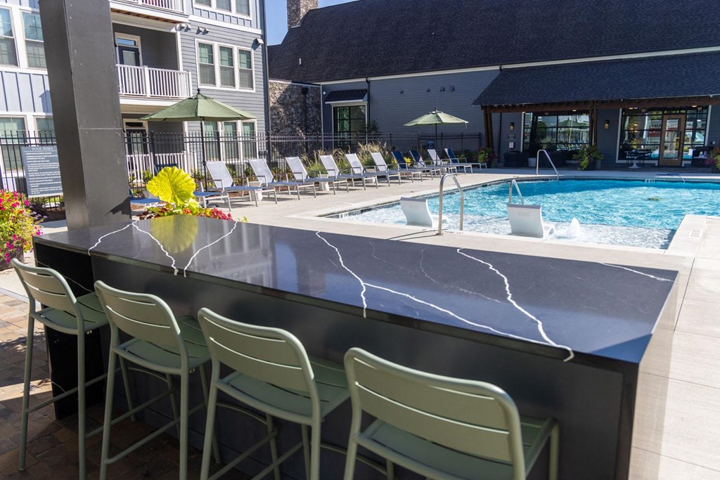 Walton Fayetteville community pool and cabana with fireplace