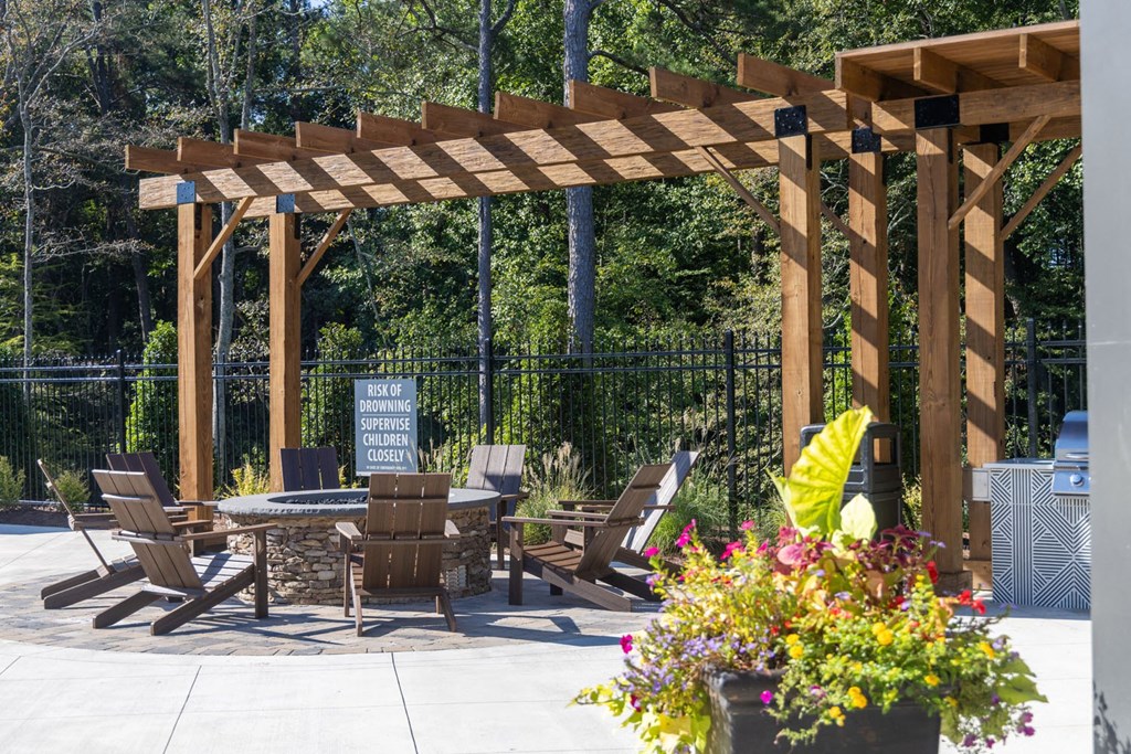 Walton Fayetteville community pool and cabana with fireplace