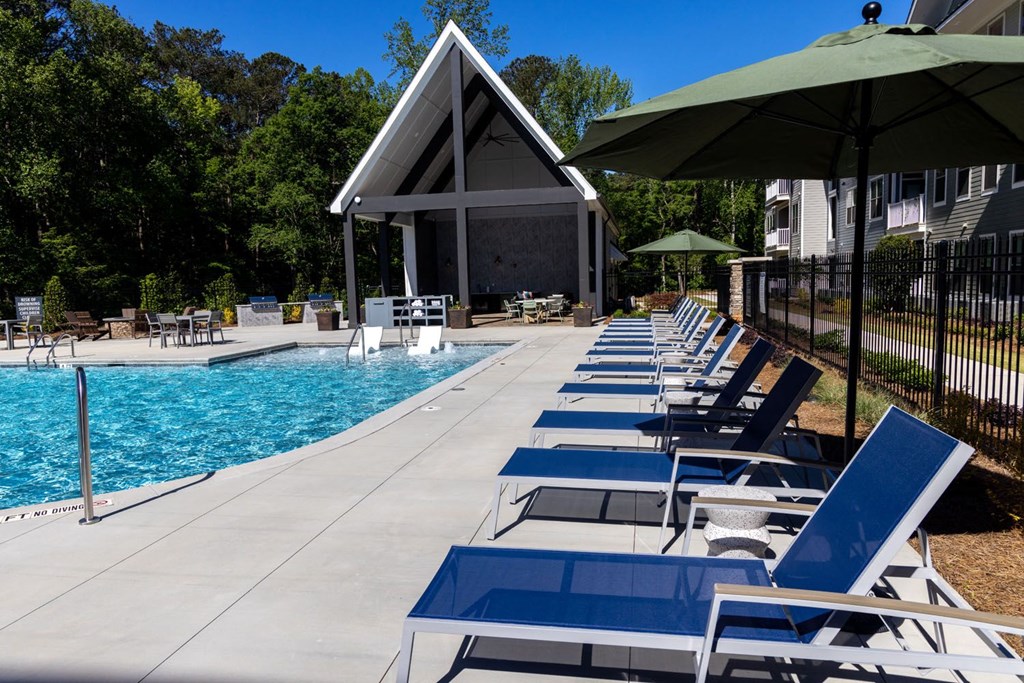 Walton Fayetteville community pool and cabana with fireplace