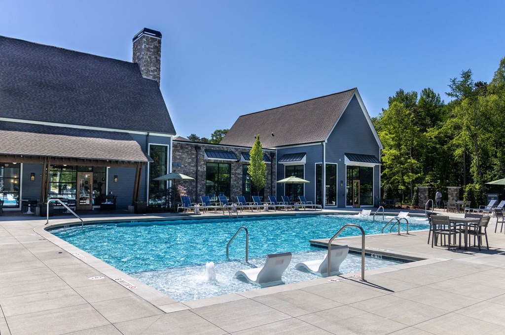 Walton Fayetteville community pool and cabana with fireplace