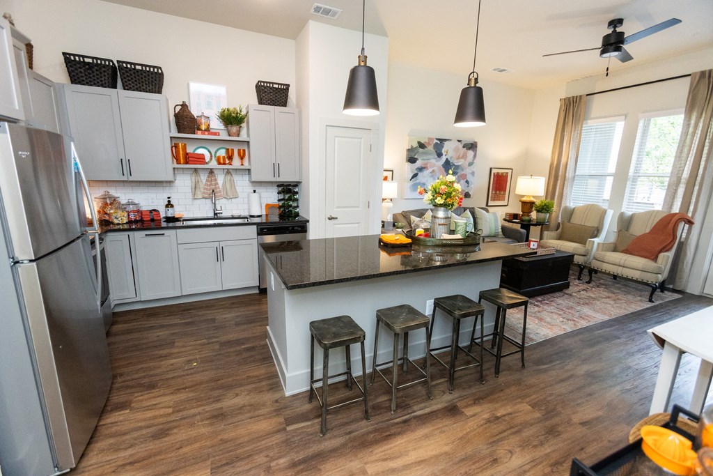 this is a photo of the kitchen in a 2 bedroom apartment at deer hill apartments in c