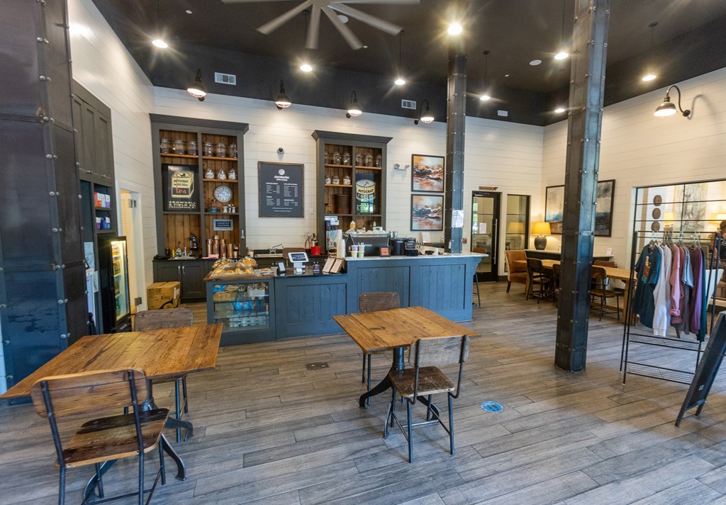 a large open space with tables and chairs