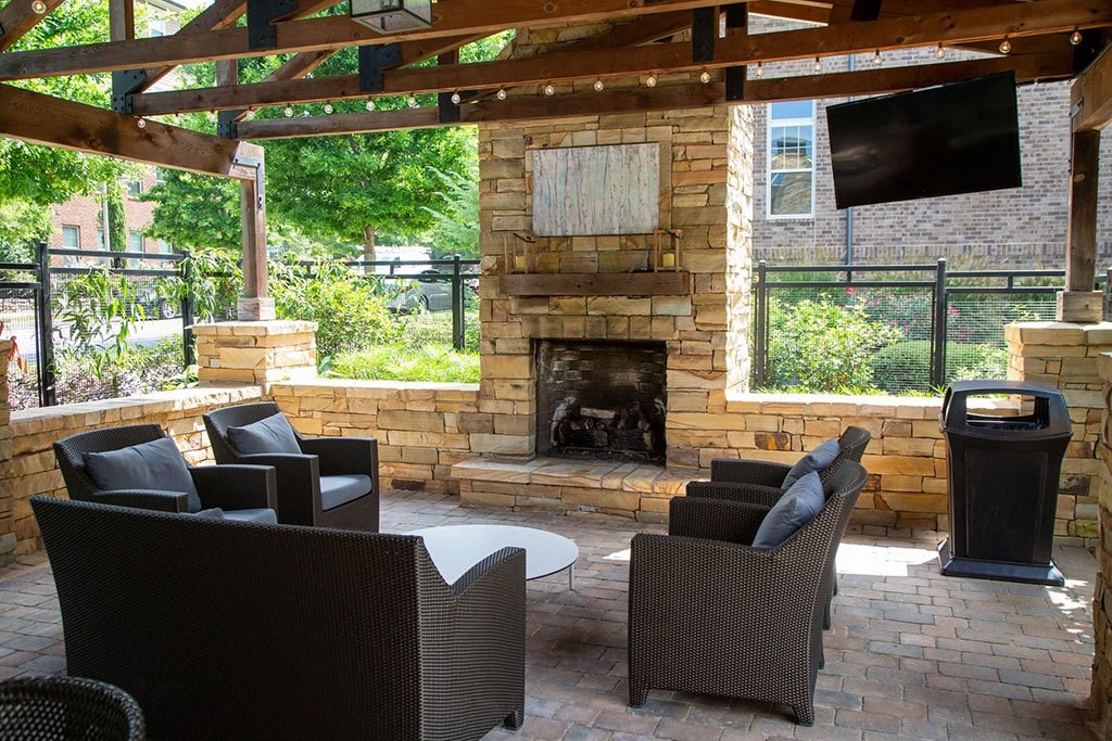 Woodstock West by Walton Apartment Homes  Outdoor Fireplace at Woodstock West by Walton, Woodstock, Georgia