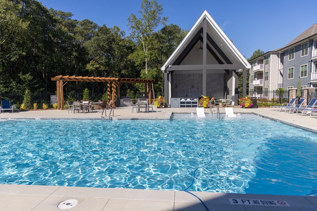 Walton Fayetteville community pool and cabana with fireplace