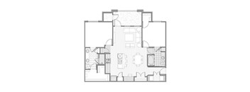 A black and white image of a floor plan for a house.