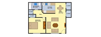 1 Bedroom 1 Bathroom Floor Plan at Brookwood at Ridge, Ridge, 11961