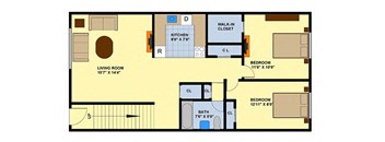 2 Bedroom 1 Bath Floor Plan at Brookwood at Ridge, Ridge, NY