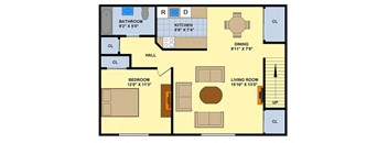 1 Bed 1 Bath Floor Plan at Brookwood at Ridge, Ridge, NY