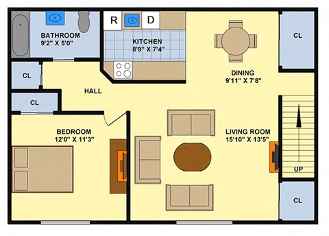 1 Bed 1 Bath Floor Plan at Brookwood at Ridge, Ridge, NY