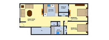 2 Bed 1 Bath Floorplan at Brookwood at Ridge, Ridge