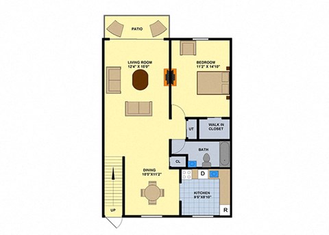 1 Bed 1 Bath Floor Plan at Brookwood at Islip, New York