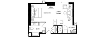A black and white image of a floor plan for a home with labeled rooms.