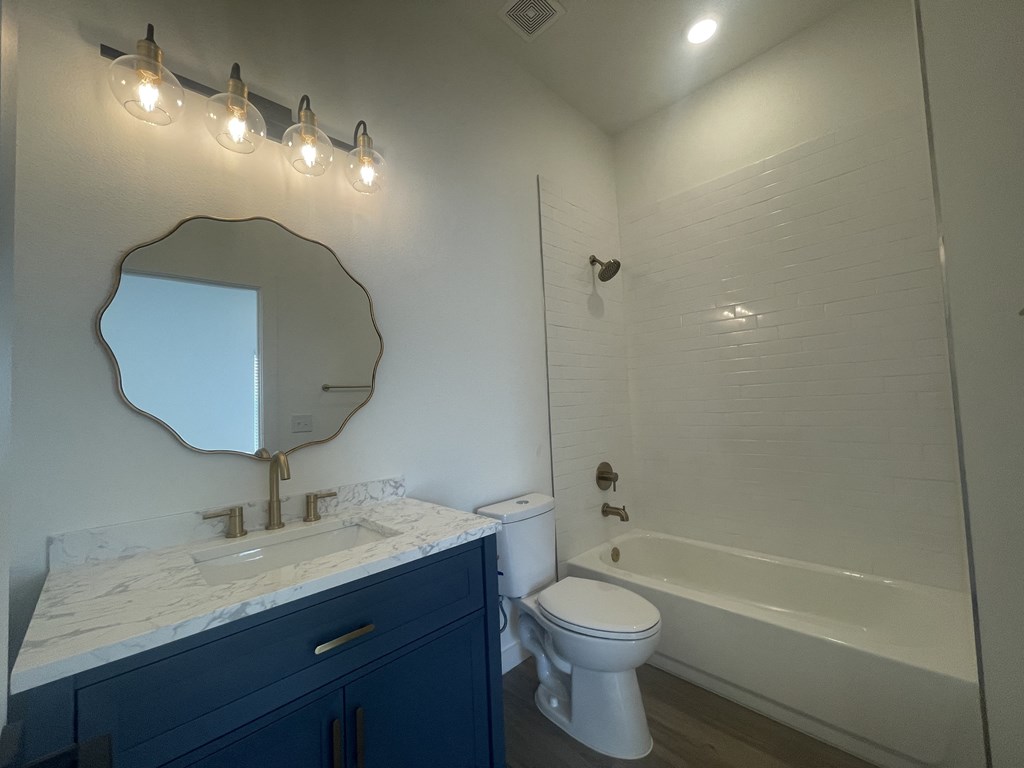 a bathroom with a sink and a toilet and a bath tub