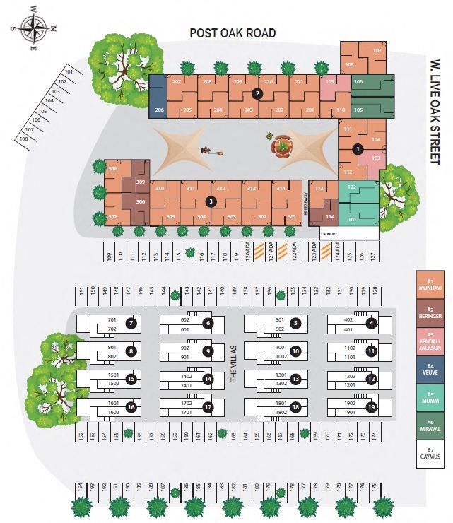 a floor plan of a building and trees