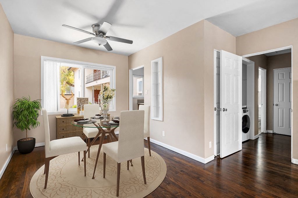 Virtually Staged Dining Room at Gloria Homes Apartments, Los Angeles, CA