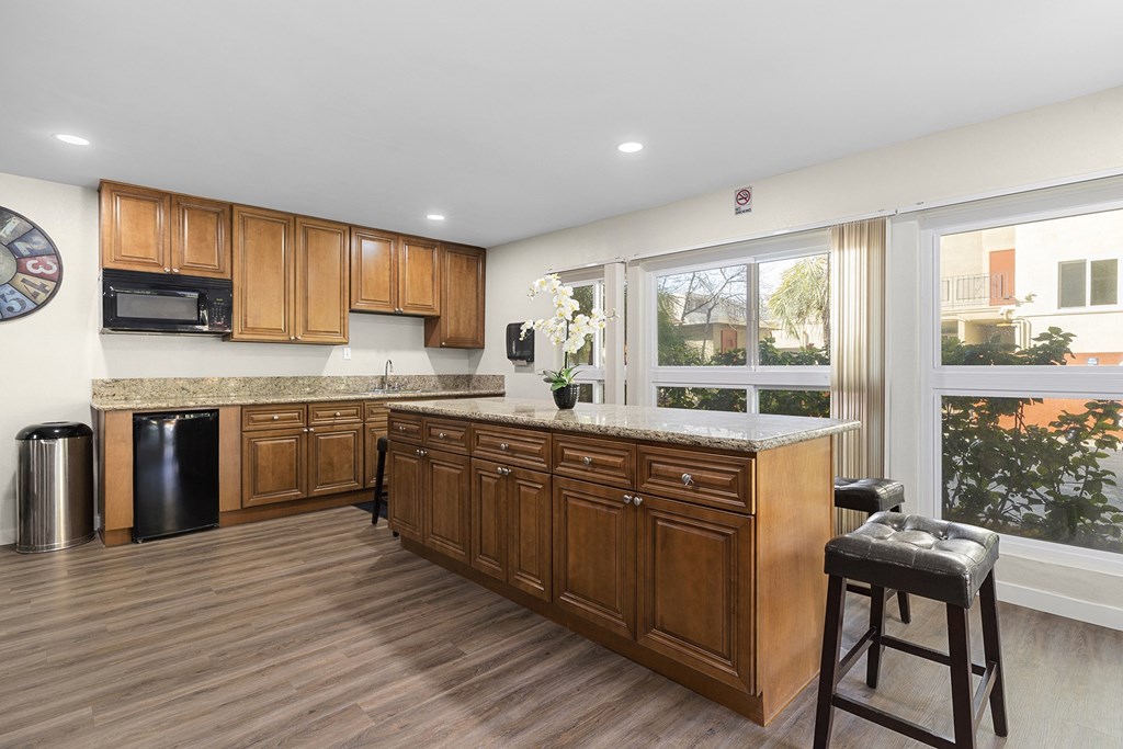 Recreation Room Kitchen at Lombardi Apartments, Woodland Hills, CA, 91367