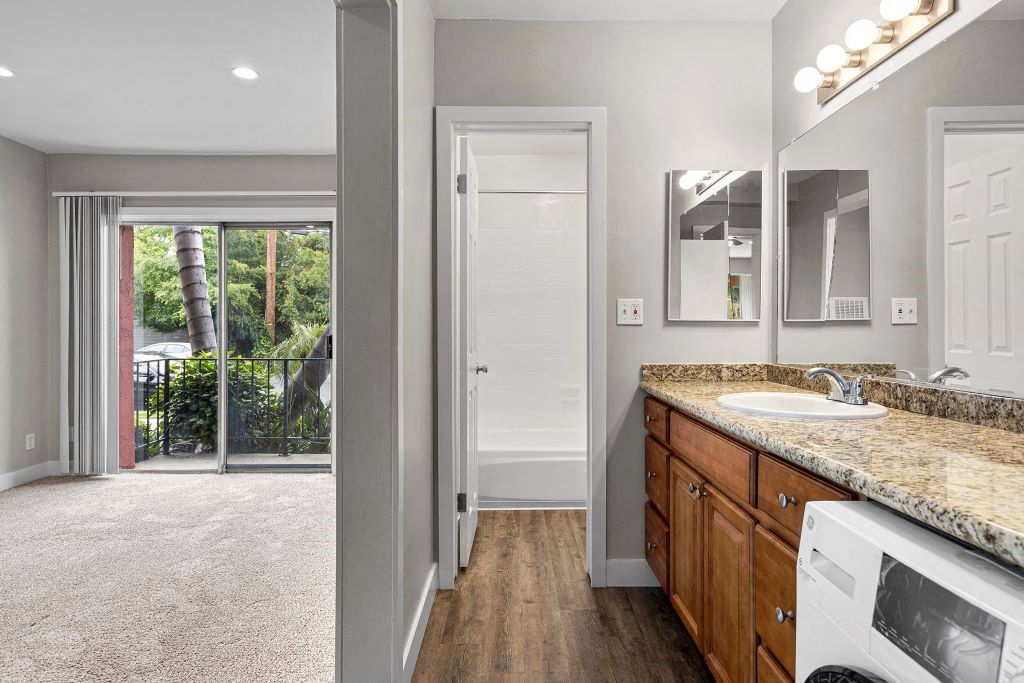 Bathroom Countertop at Parkview Terrace Apartments, Sherman Oaks, CA