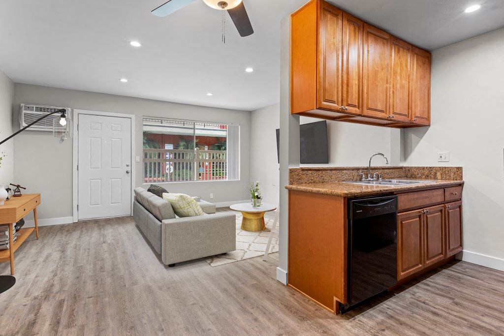 Kitchen And Living Area at Parkview Terrace Apartments, Sherman Oaks, CA