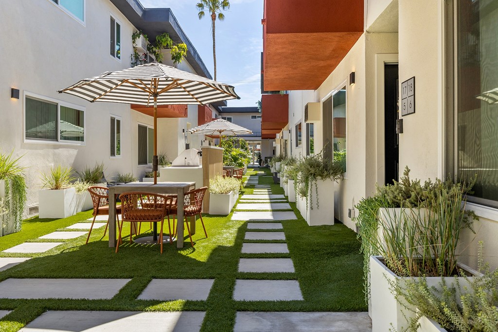 Courtyard Walkway at Kling Trio Apartments, Valley Village, CA