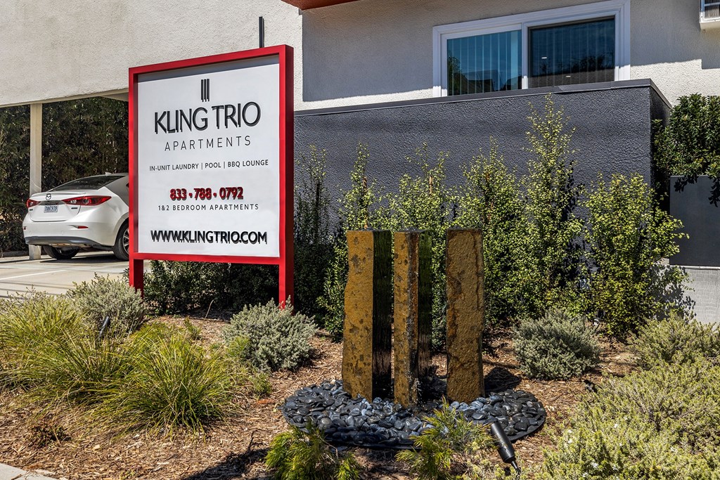 Monument Sign at Kling Trio Apartments, California