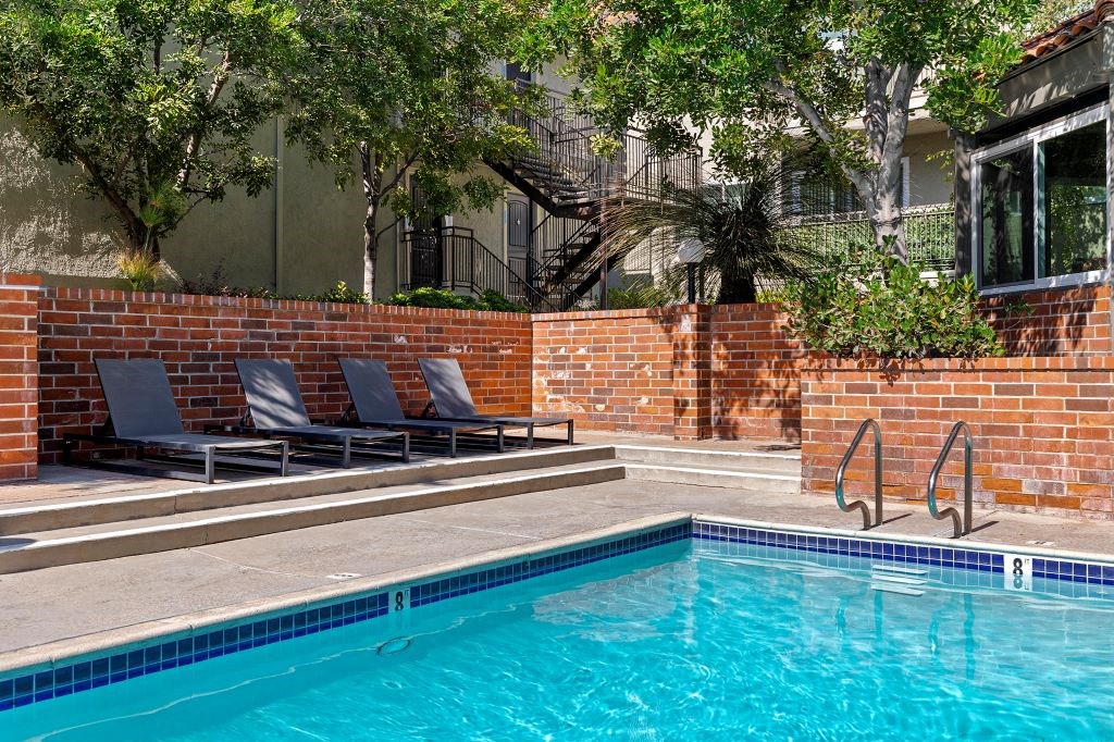 Sparkling Pool at Brookside Terrace Apartments, Encino, CA.