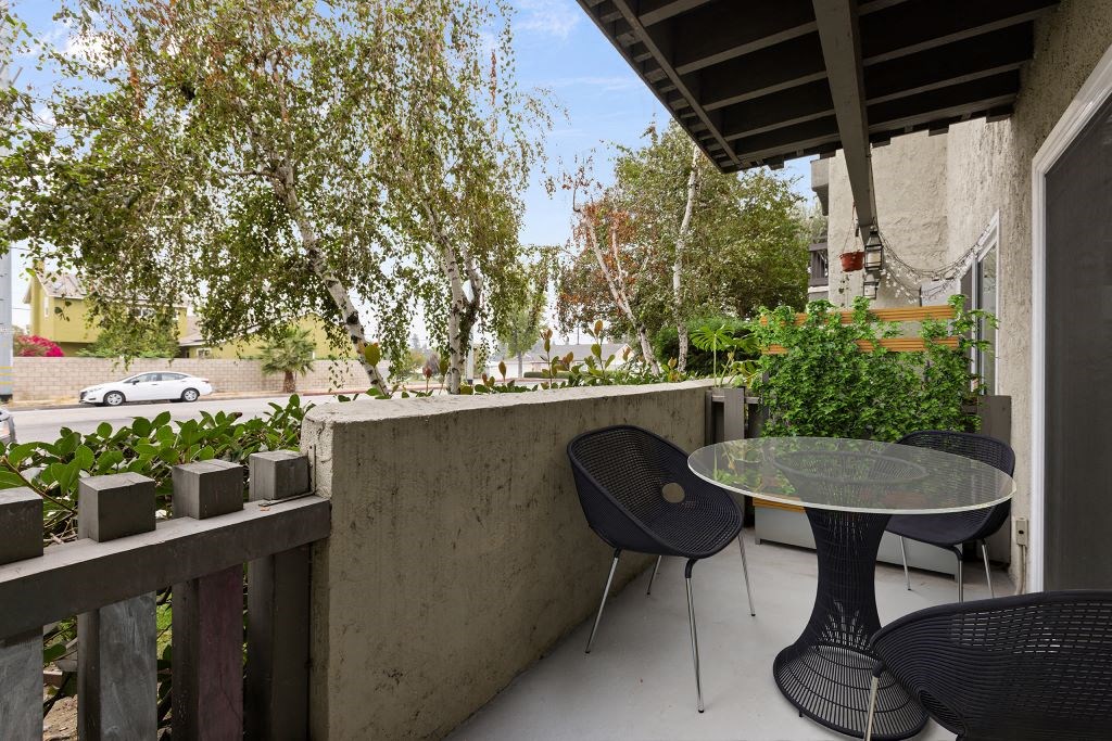 Virtually Staged Studio Patio at Brookside Terrace Apartments, Encino, CA