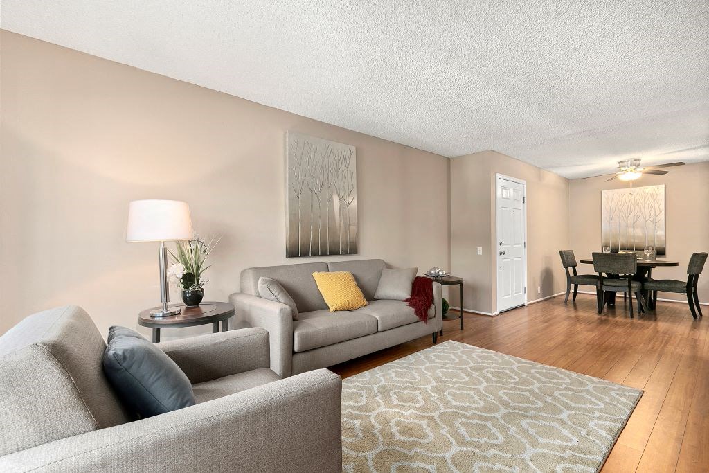 Living Room With Dining at Vista Apartments, Mar Vista, CA