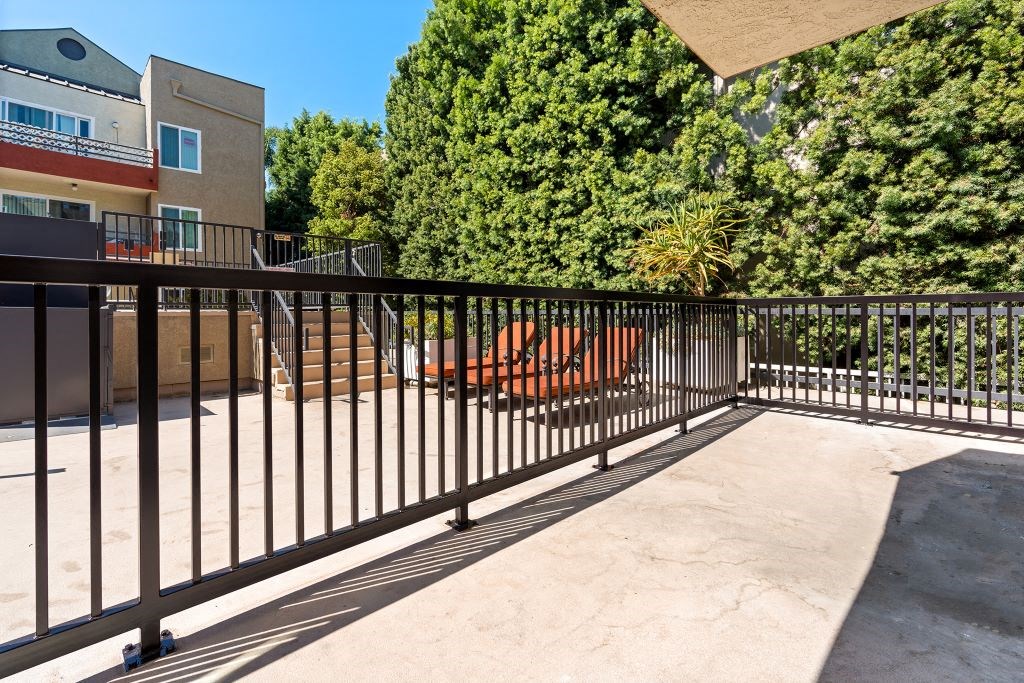 Patio at Woodland Trio Apartments, North Hollywood, California